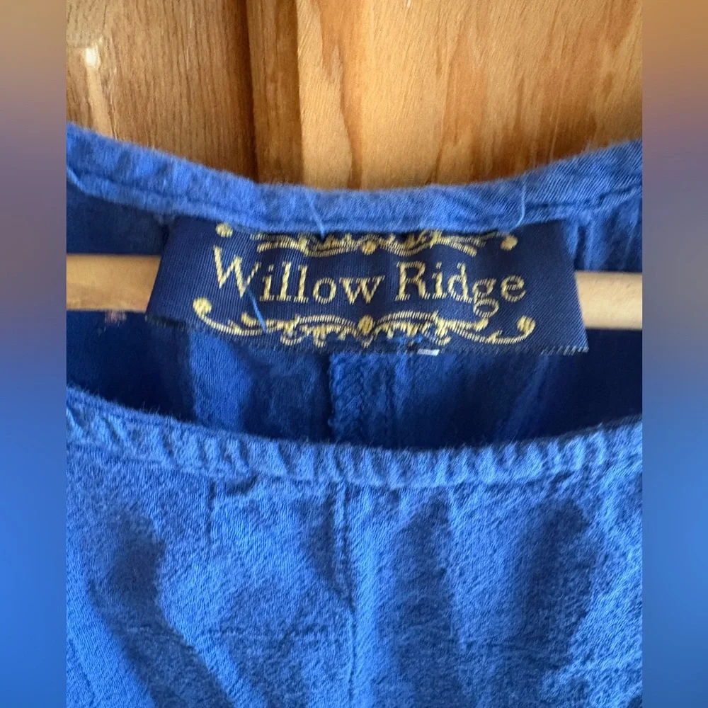 Cotton/Linen Blue Midi Dress Vintage Willow Ridge | Coastal Grandma | Medium - Picture 3 of 6